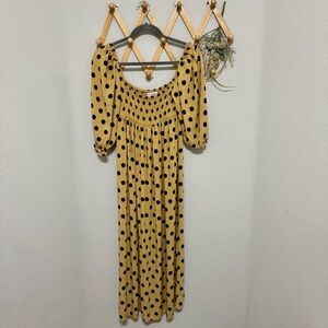 Faithfull The Brand Brisa Emelda Polka Dot Puff Sleeve Midi Dress Size 4